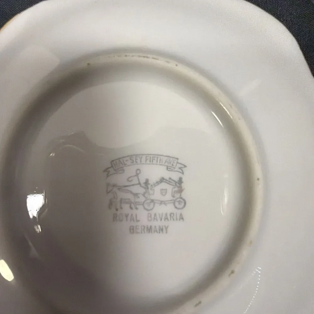 Royal Bavaria Germany Fruit Motif Gold Trim Scalloped Porcelain Dish 5